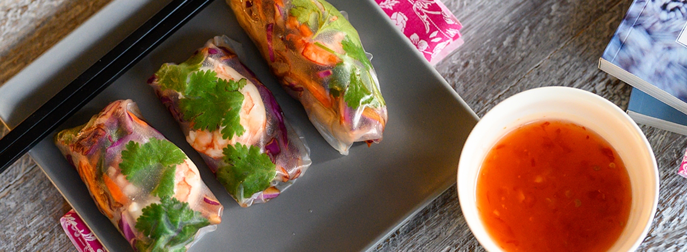 Βιετναμέζικα Ρολά με Γαρίδα, Λαχανικά και Σως Sweet Chilli Oriental Express